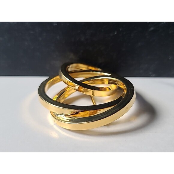 Abstract Gold Tone Metal Brooch Vintage Costume Jewelry - Picture 3 of 10